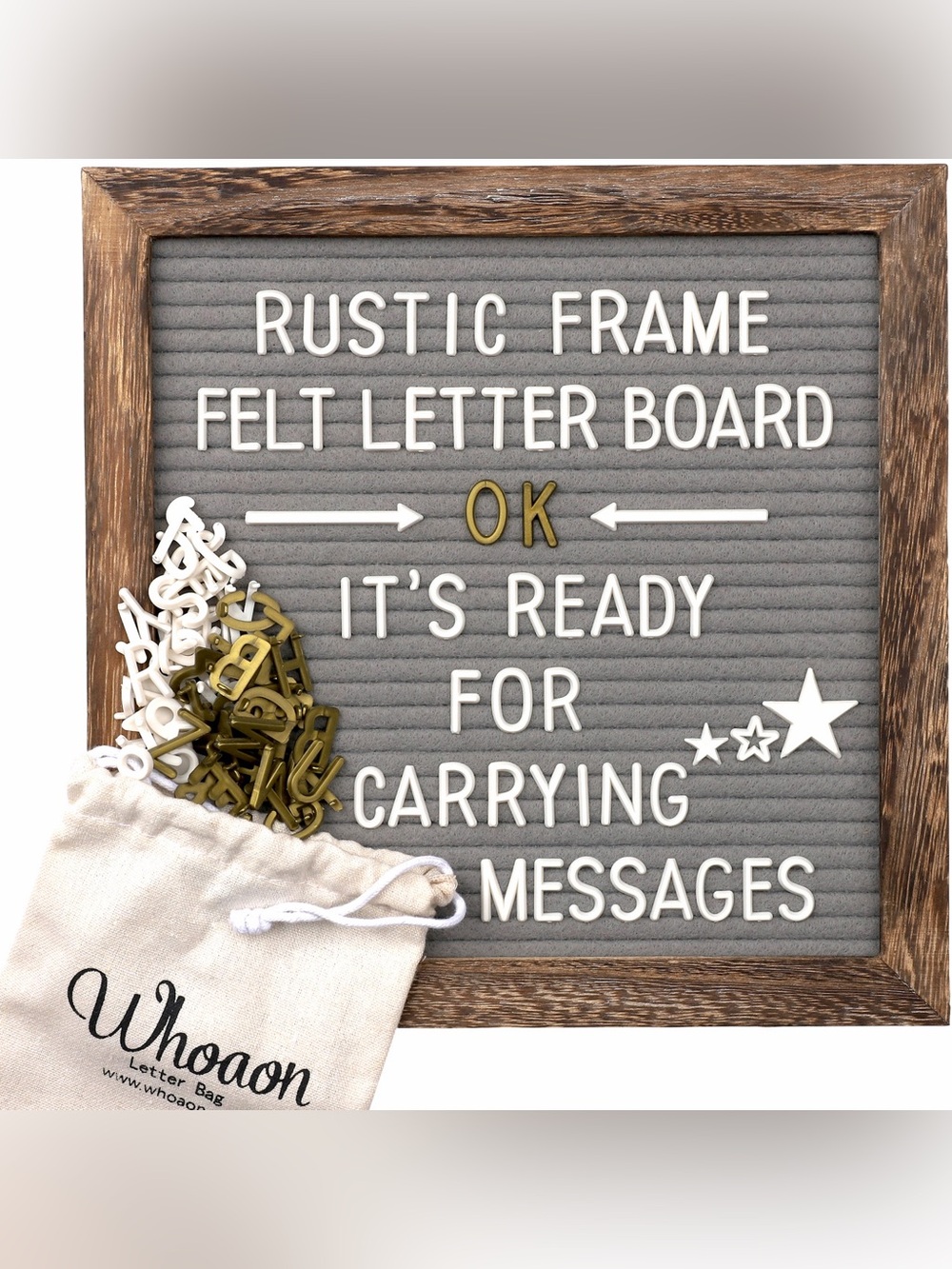 Gray Felt Letter Board with Rustic Wood Frame